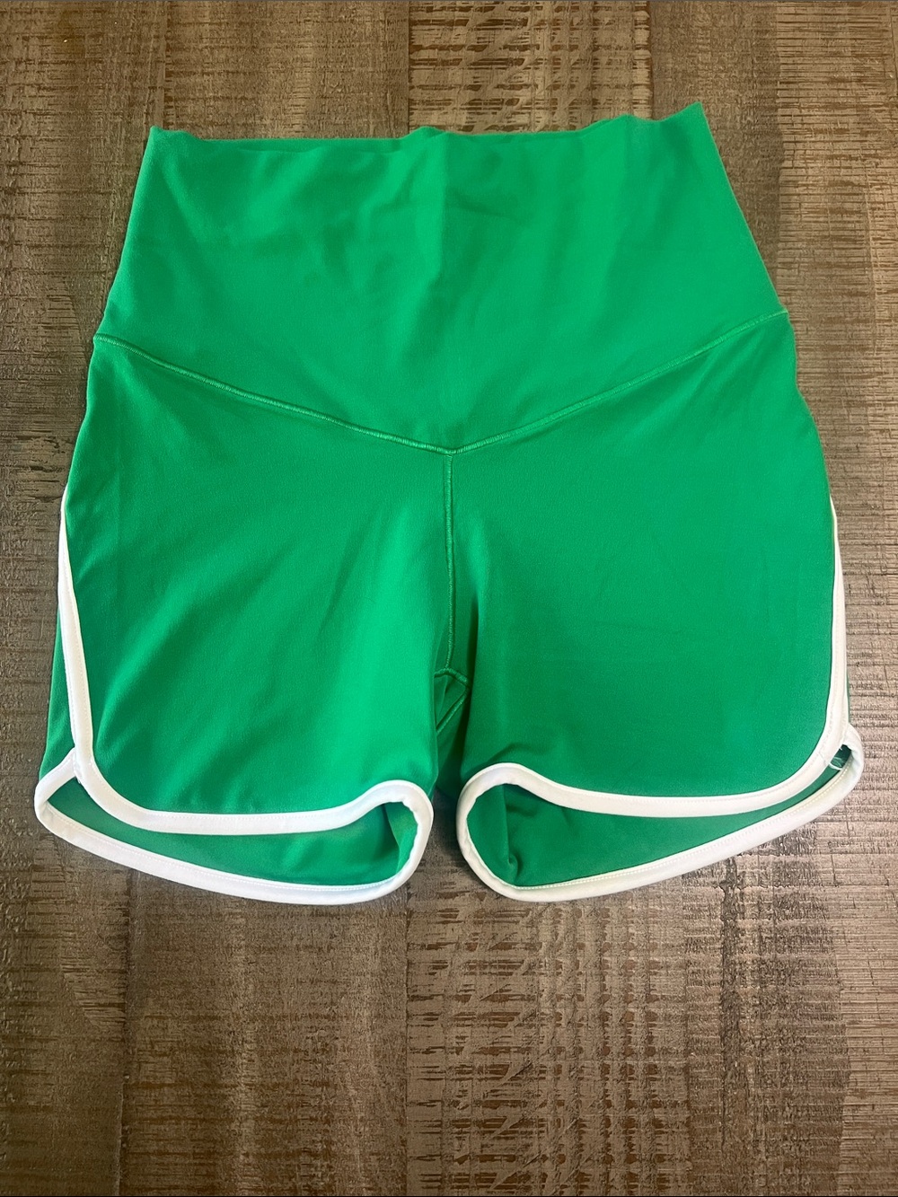 aerie Bright Green Athletic Shorts with White Trim